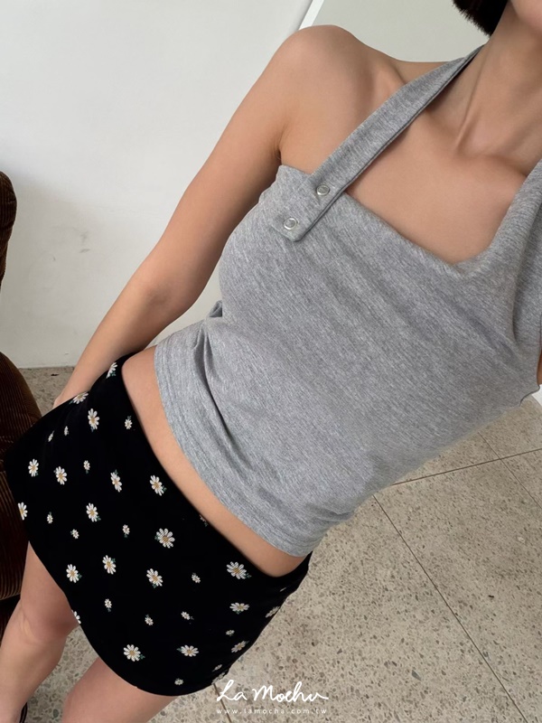 雙扣掛脖美背棉質背心